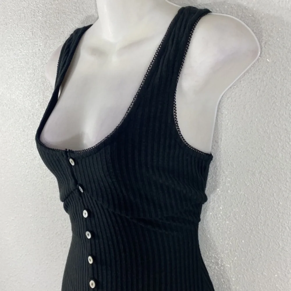 Lovers + Friends Tatiana Black Tank Button Down Mini Dress C.C10 - Picture 9 of 12